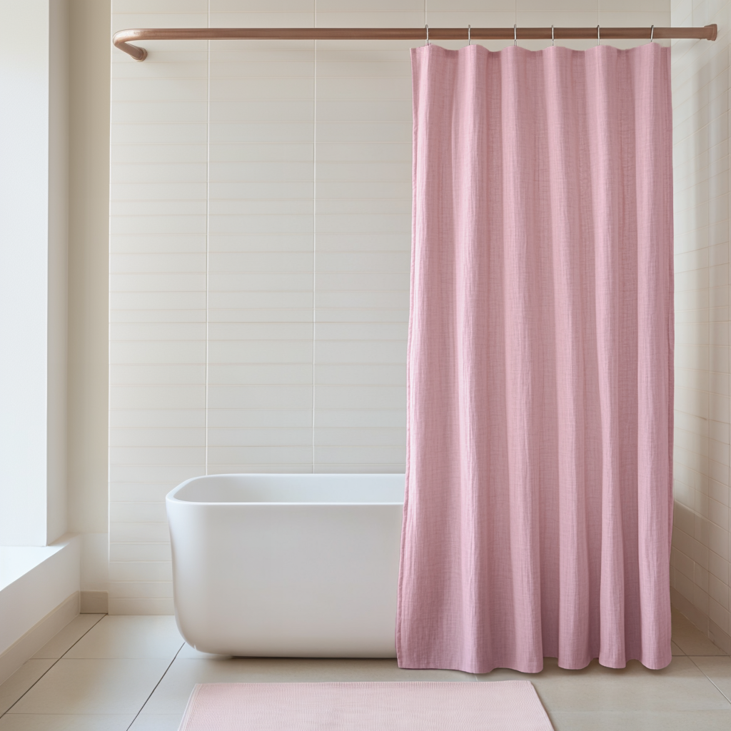 Dusty Rose Linen Shower Curtain