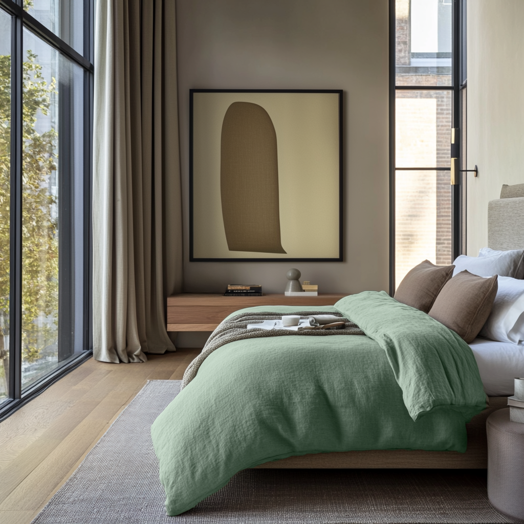 Asparagus Green Linen Duvet Cover