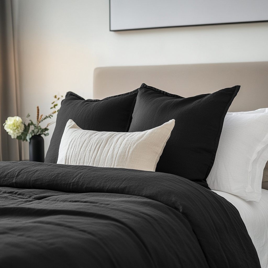 Black Linen Duvet Cover – 100% Washed Linen Comforter, Duvet Cover – Single, Full XL, Twin, Twin XL, Full/Double, Queen, Short Queen, King, California
