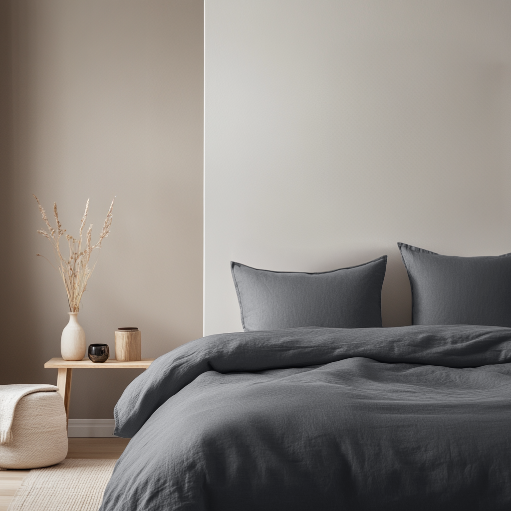 Charcoal Grey Linen Duvet Cover