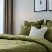 Moss Green Linen Duvet Cover