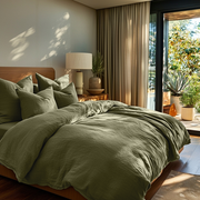 Olive Green Linen Duvet Cover
