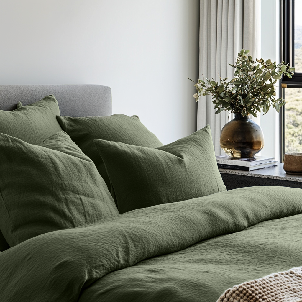 Sage Green Linen Duvet Cover