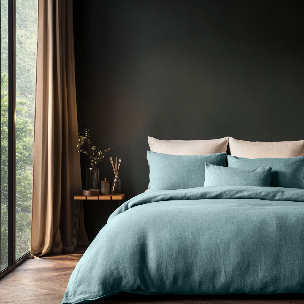 Aquamarine Linen Duvet Cover