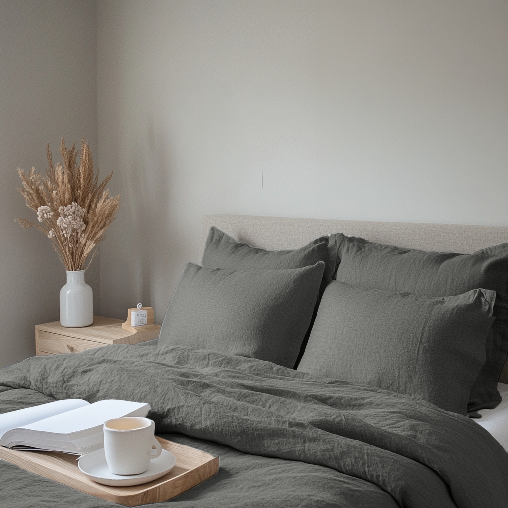 Dim Grey Linen Duvet Cover