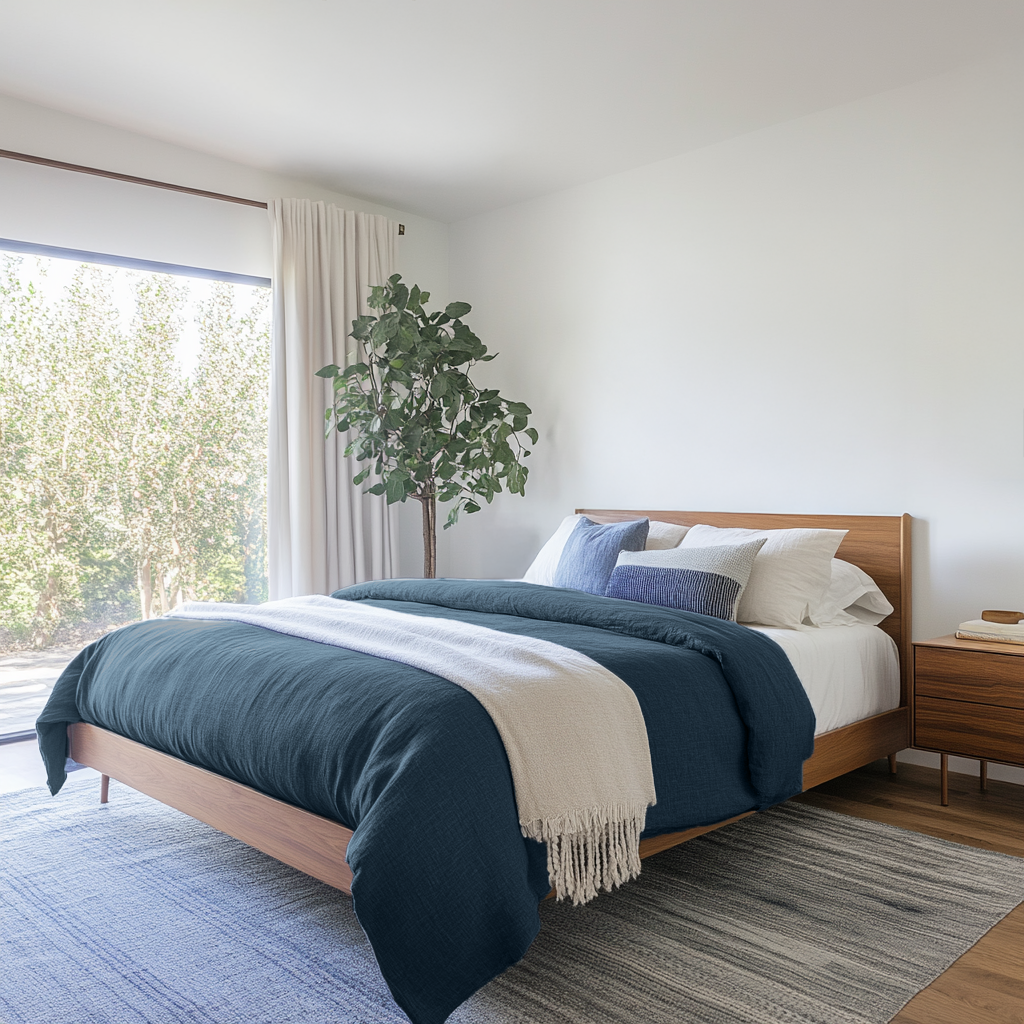 Peacock Blue Linen Duvet Cover