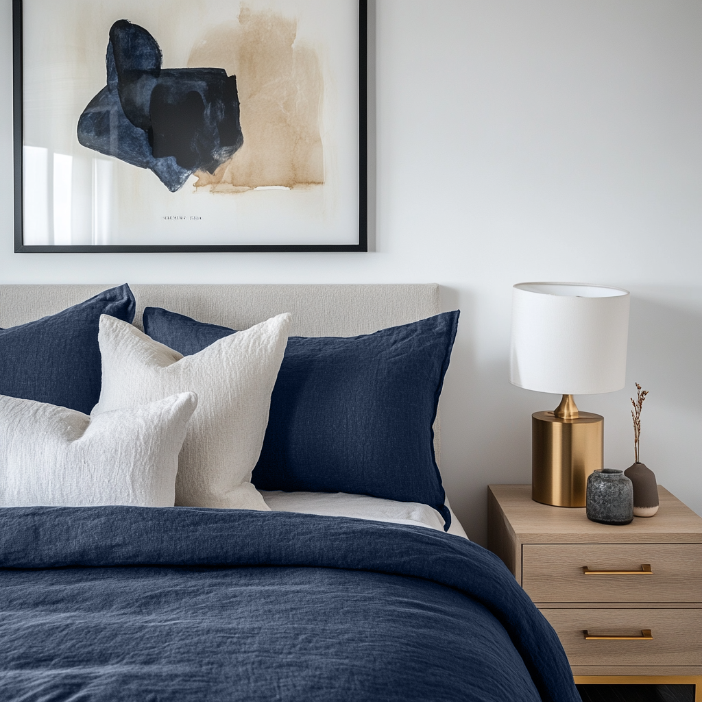 Royal Blue Linen Duvet Cover