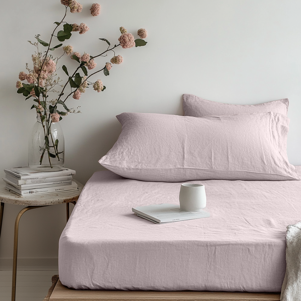 Dusty Rose Linen Fitted Sheet