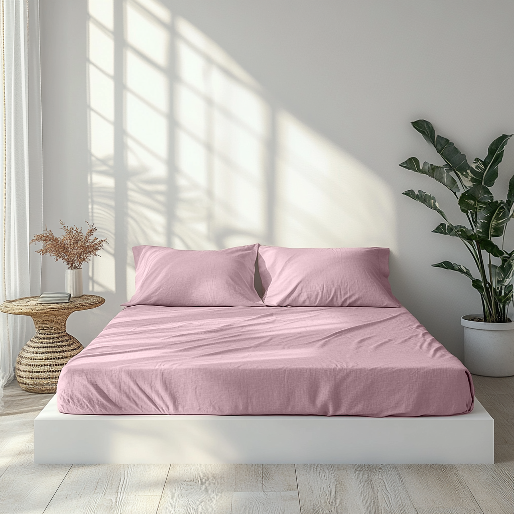 Dusty Rose Linen Fitted Sheet