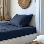 Royal Blue Linen Fitted Sheet in Sheet Set