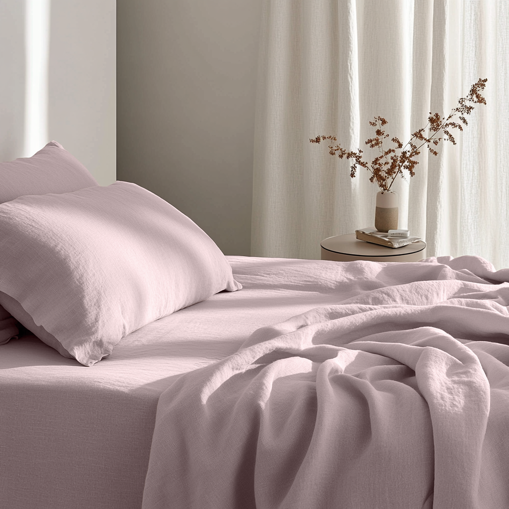 Dusty Pink Linen Flat Sheet