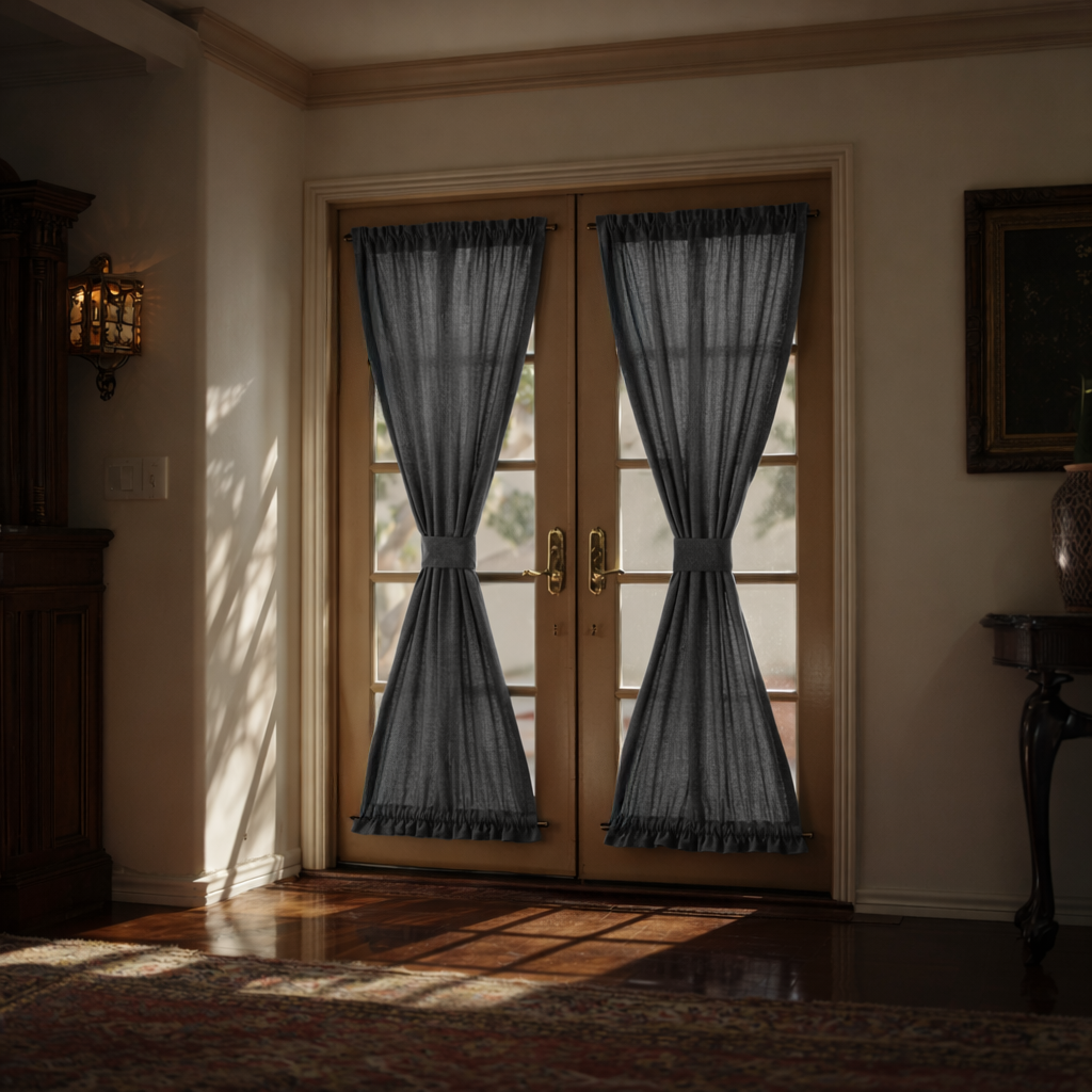 Dim Grey Linen French Door Curtains