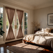 Tawny Brown Linen French Door Curtains