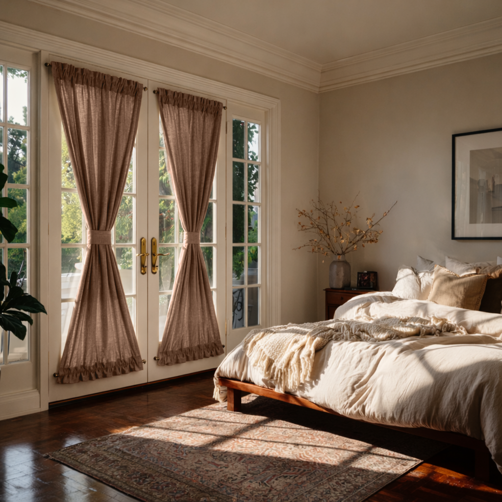 Tawny Brown Linen French Door Curtains