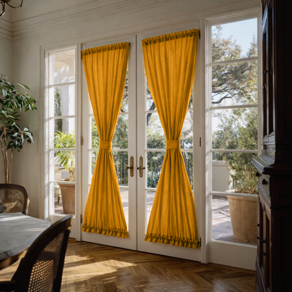 Mustard Yellow Linen French Door Curtains