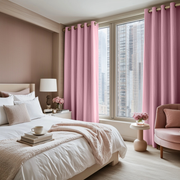 Dusty Rose Linen Grommet Curtains - Blackout Lining