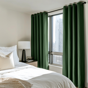 Forest Green Linen Grommet Curtains - Blackout Lining