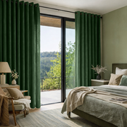 Forest Green Linen Grommet Curtains - Cotton Lining
