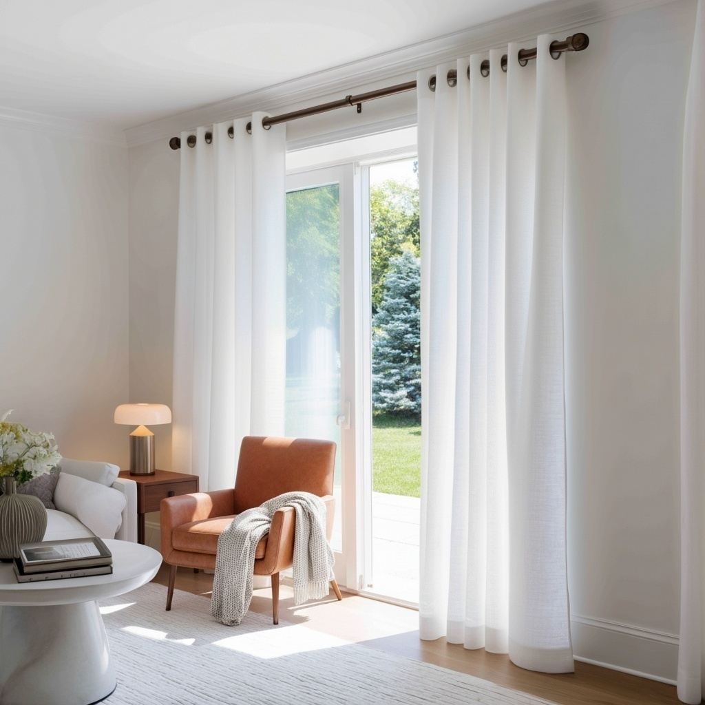 Off-White Linen Grommet Curtain - Cotton Lining