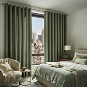 Sage Green Linen Grommet Curtains - Cotton Lining