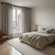 Stone Grey Linen Grommet Curtains - Cotton Lining