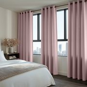 Dusty Pink Linen Grommet Curtains - Cotton Lining