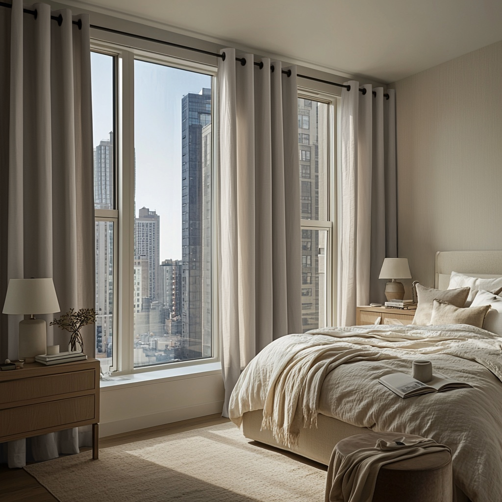 Natural Linen Grommet Curtains - Cotton Lining