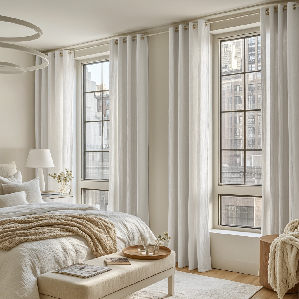 Off-White Linen Grommet Curtains