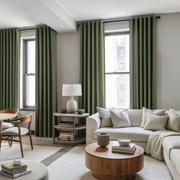 Sage Green Linen Grommet Curtains - Cotton Lining