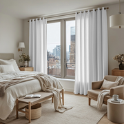 White Linen Grommet Curtains
