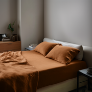 Luxury Heavy Weight Terracotta Clay Linen Fitted Sheet Only