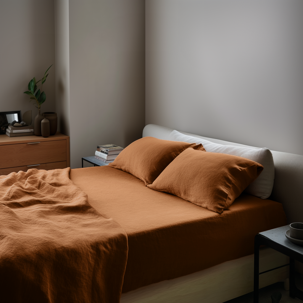 Luxury Heavy Weight Terracotta Clay Linen Fitted Sheet Only