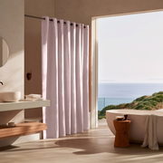 Linen Hookless Shower Curtain Dusty Pink in a Modern Bathroom