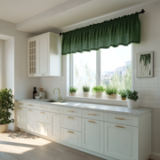 Forest Green Linen Kitchen Valance - Cotton Lining