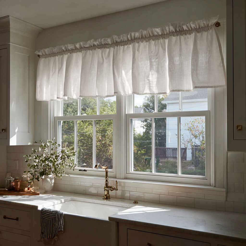 Off-White Linen Kitchen Valance
