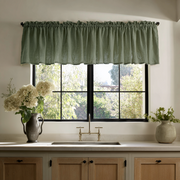Sage Linen Kitchen Valance - Cotton Lining