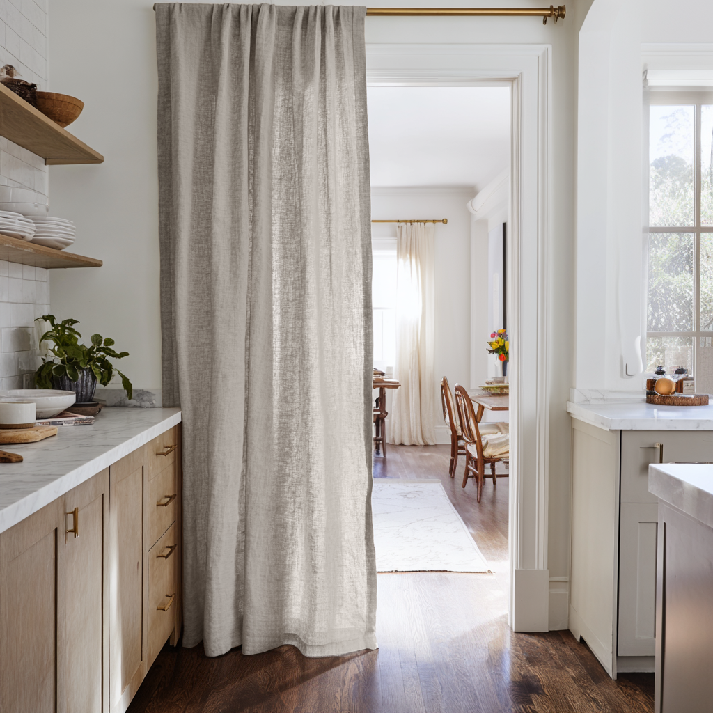 Natural Linen Doorway Curtains with Grommets