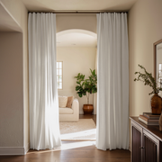Off-White Linen Doorway Curtain with Multitape