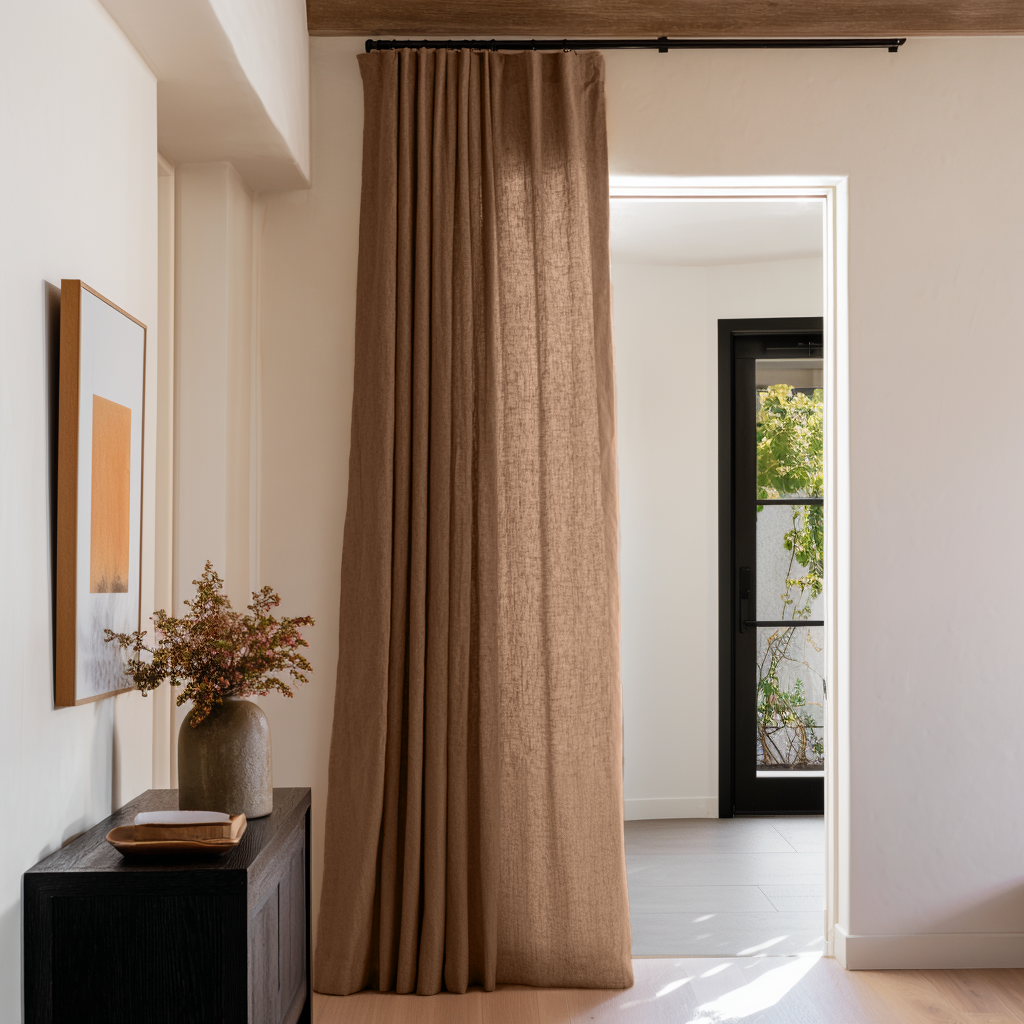 Tawny Brown Linen Multitape Doorway Curtain