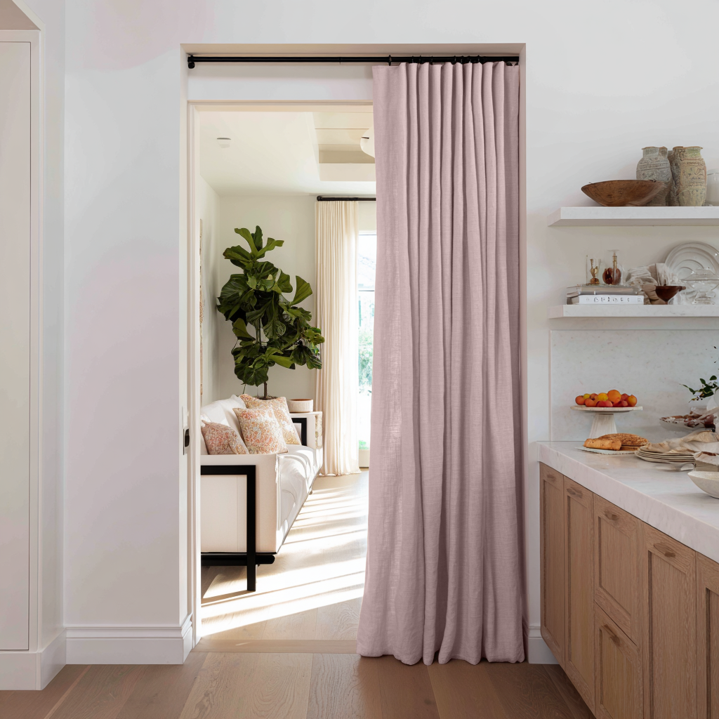 Dusty Pink Linen Multitape Doorway Curtain