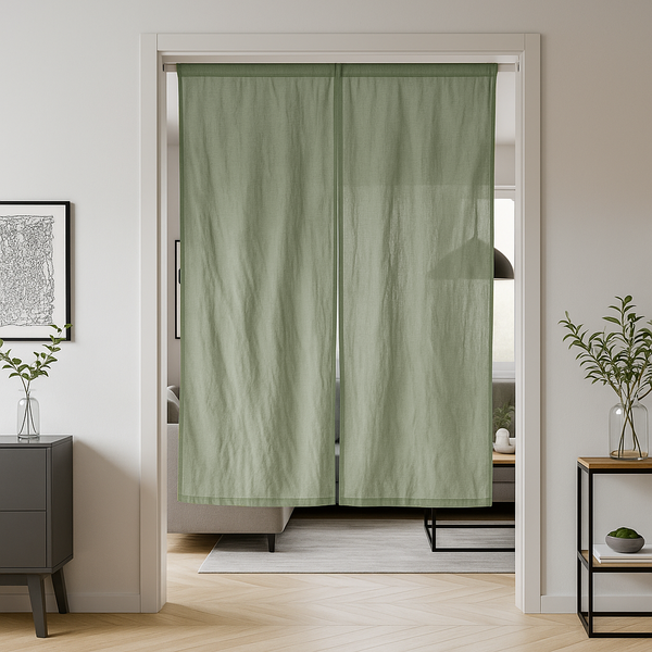 Asparagus Linen Noren Curtain - Japanese Curtains - Noren Drapes - Doo