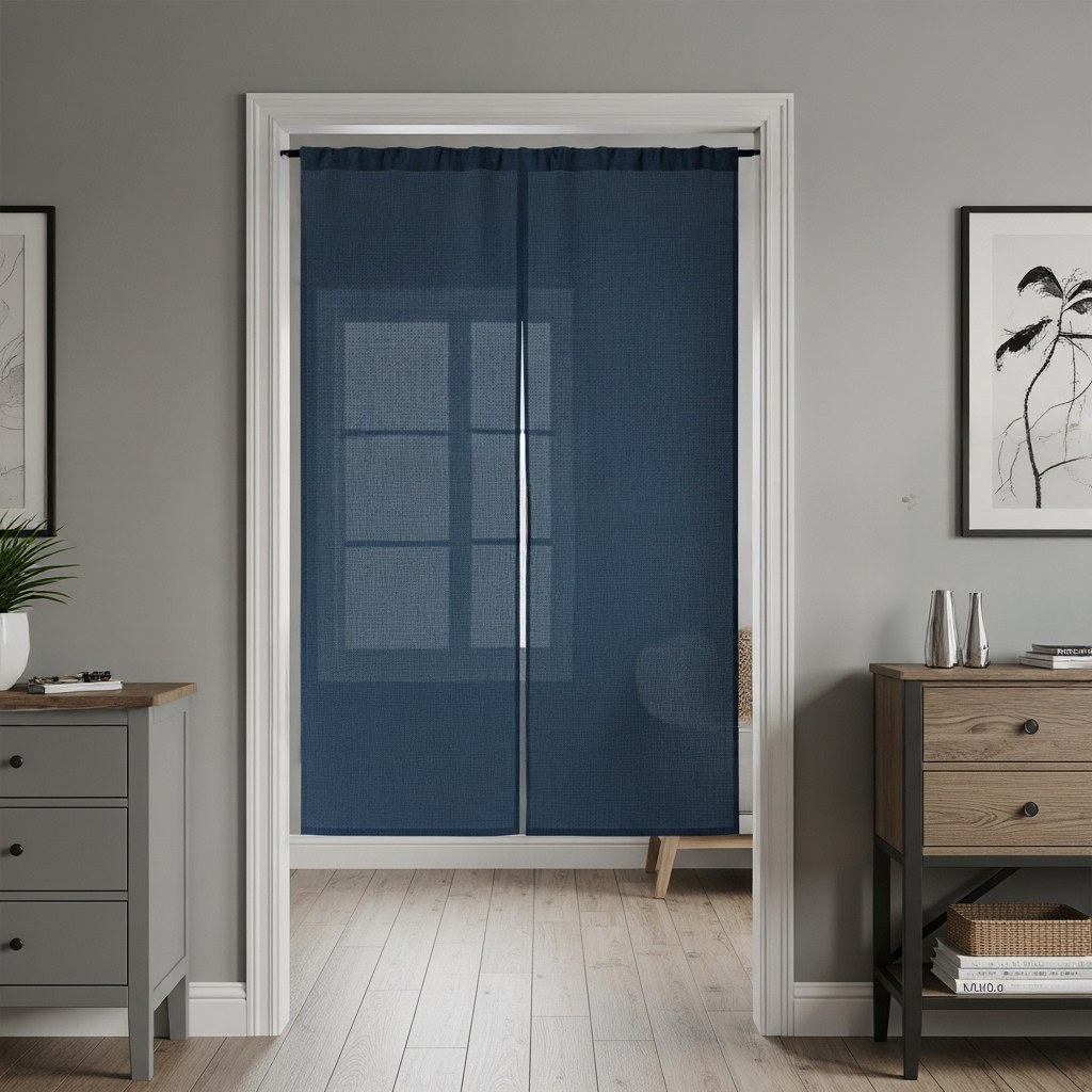 Peacock Blue Linen Noren Curtain