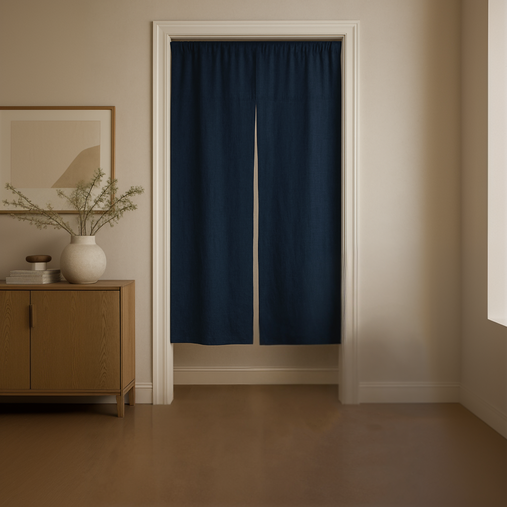 Royal Blue Linen Noren Curtain