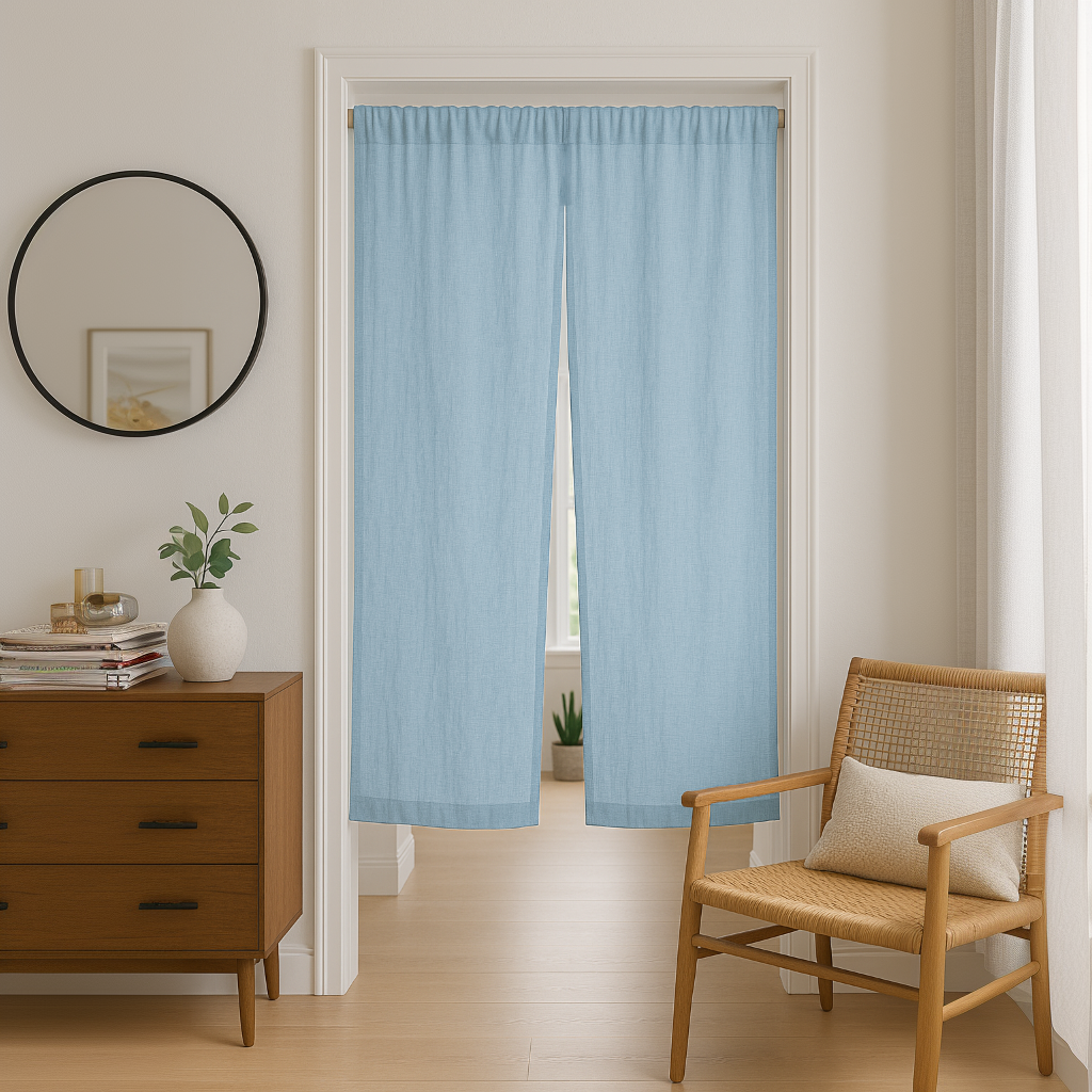 Sky Blue Linen Noren Curtain