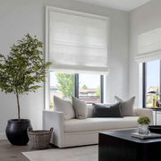 Off-White Linen Blackout Roman Shades