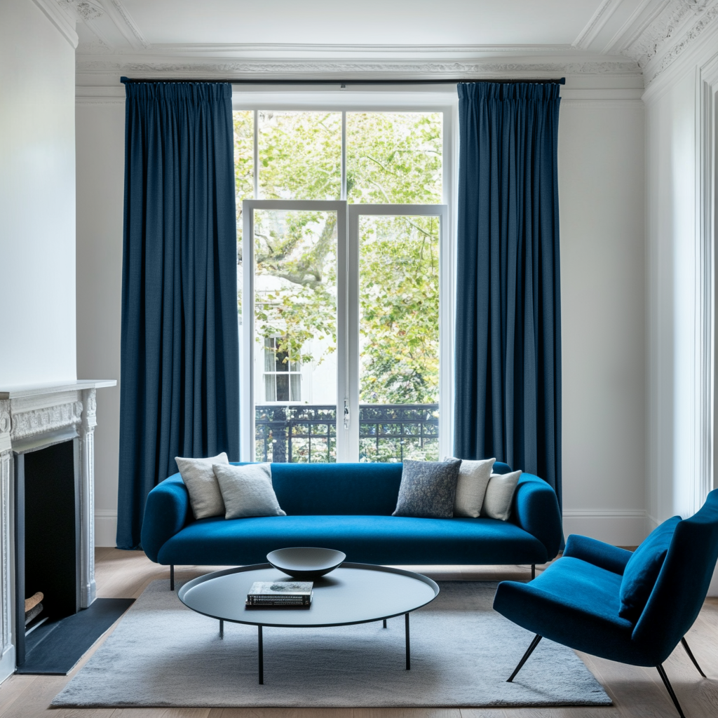 Peacock Linen Pencil Pleat Blackout Curtains