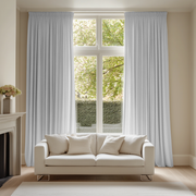 White Linen Pencil Pleat Curtains - Cotton Lining