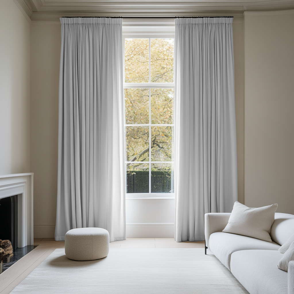 White Linen Pencil Pleat Curtains