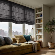 Charcoal Linen Relaxed Roman Shades