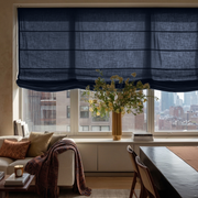 Royal Blue Linen Relaxed Roman Shades - Cotton Lining